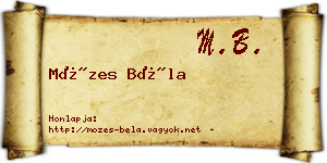 Mózes Béla névjegykártya